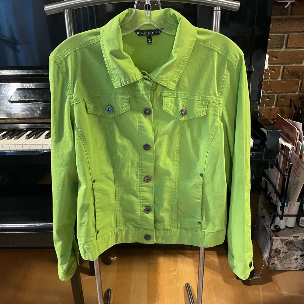 Baccini Green Jean Jacket Lightweight Denim
